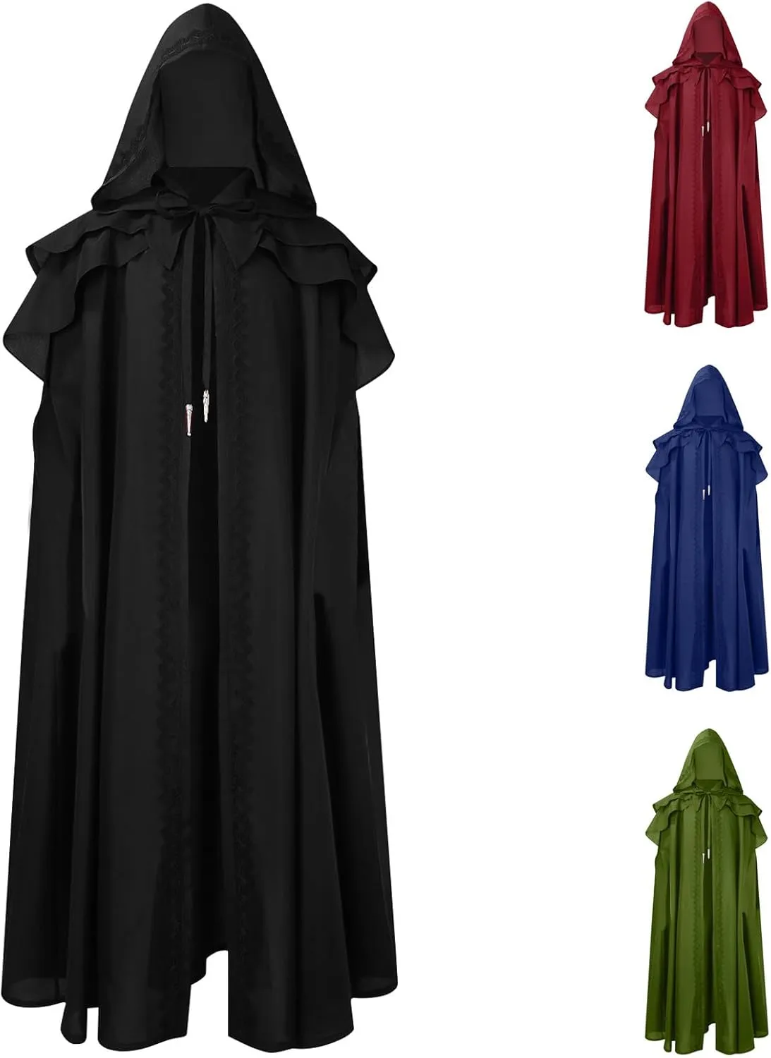 Lmdudan Halloween Renaissance Medieval Party Cosplay Costume Unisex Hooded Robe Cloak Cape Renaissance Medieval Witches Robes