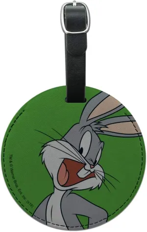 Looney Tunes Bugs Bunny Round Leather Luggage Card Suitcase Carry-On ID Tag