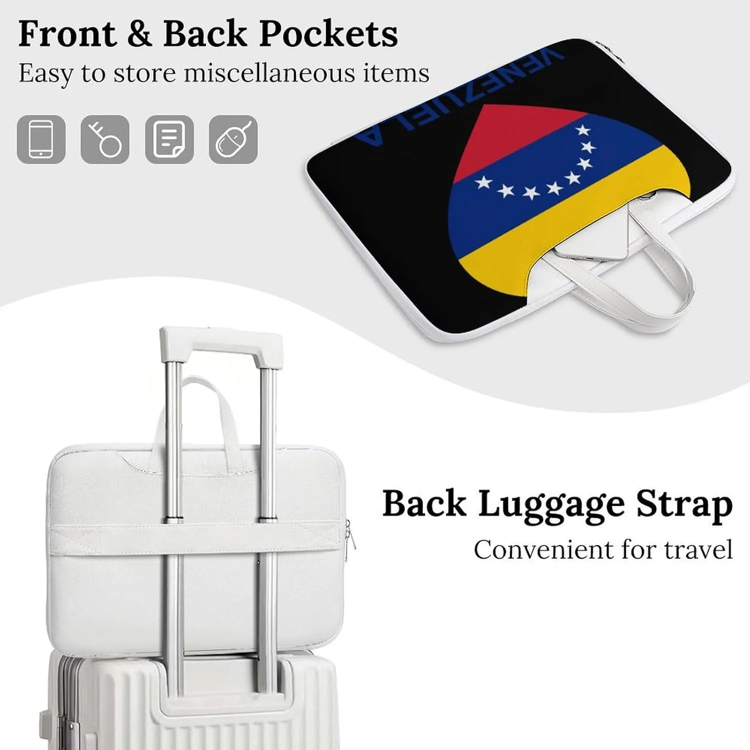 Love Venezuela Leather Bag Laptop Case Slim Water Resistant Computer Bags with Handle Briefcase for Work