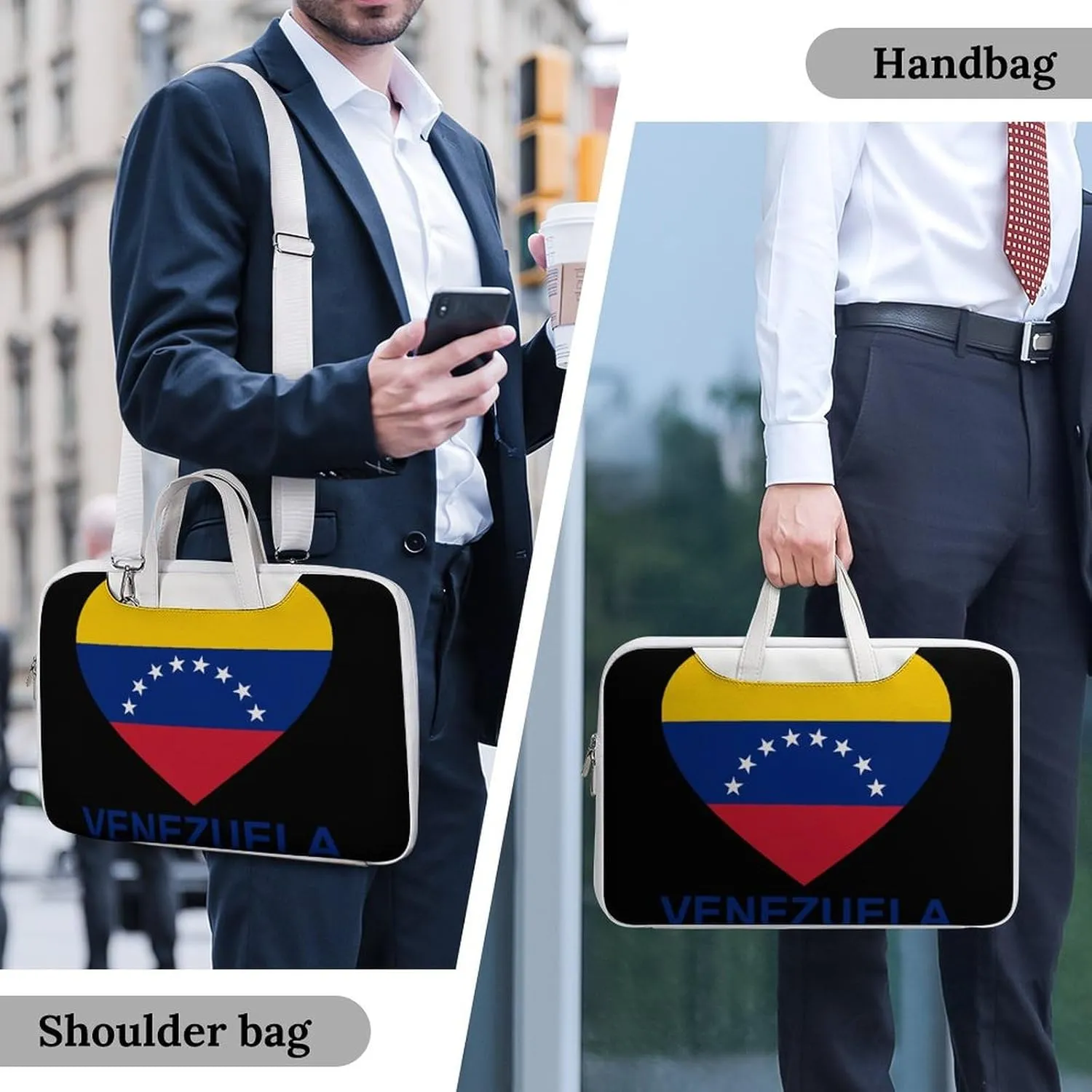 Love Venezuela Leather Bag Laptop Case Slim Water Resistant Computer Bags with Handle Briefcase for Work