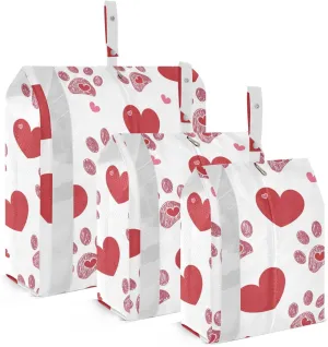 Luggage Space Saver, Luggages Management Personnel, Dog Paw Print Hearts Valentines Day, With Zipper, 3 Set Travel Packing Cubes For Suitcases, Garment Bag Closet Storage