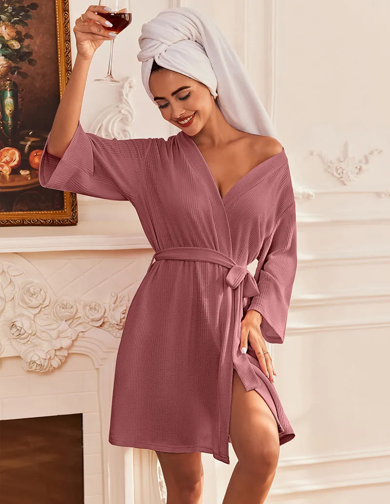 Luxe Comfy Waffle Kimono Bathrobe (US Only)
