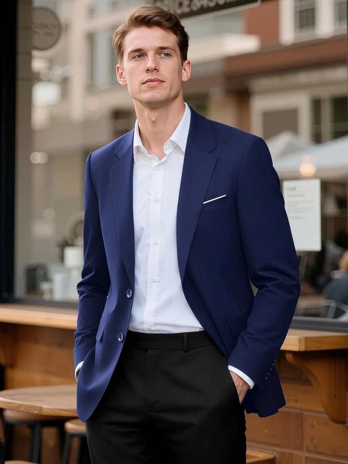 MAGE MALE Mens Slim Fit Suit Jacket 2 Button Blazer Dress Business Wedding Party Jacket