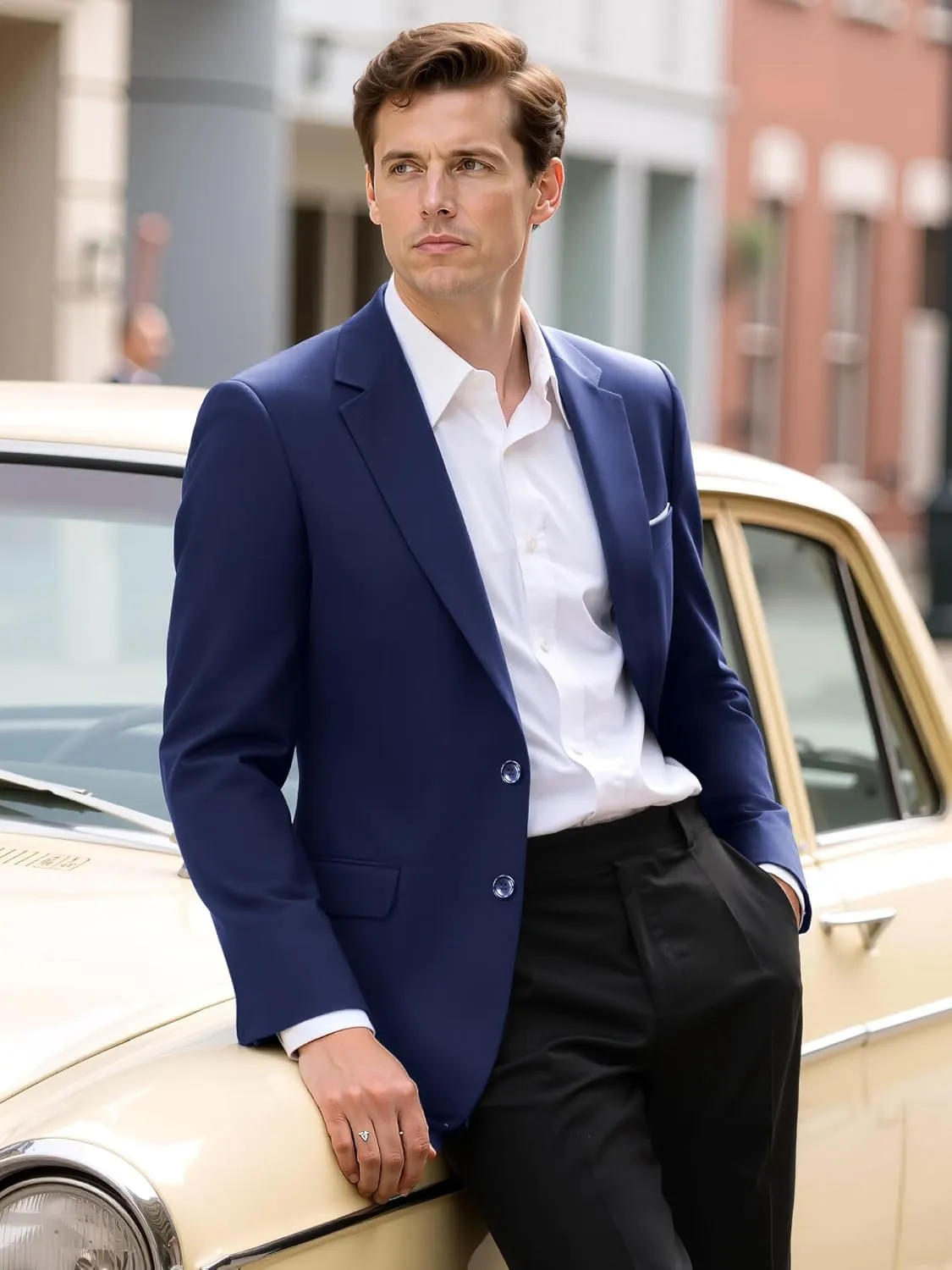MAGE MALE Mens Slim Fit Suit Jacket 2 Button Blazer Dress Business Wedding Party Jacket