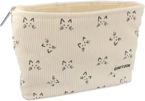 Makeup Bag Cute Cat Cosmetic Bag for Women Organizer With Zipper Corduroy makeup Bag Brushes Storage Bag Travel Toiletry Bag Organizer