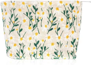 Makeup Bag Travel Cosmetic Pouch for Women, Cute Floral Canvas Make Up Organizer Pouch with Zipper for Purese Toiletry, Travel Makeup Bag Large Capacity Makeup Jewelry Organizer Bag