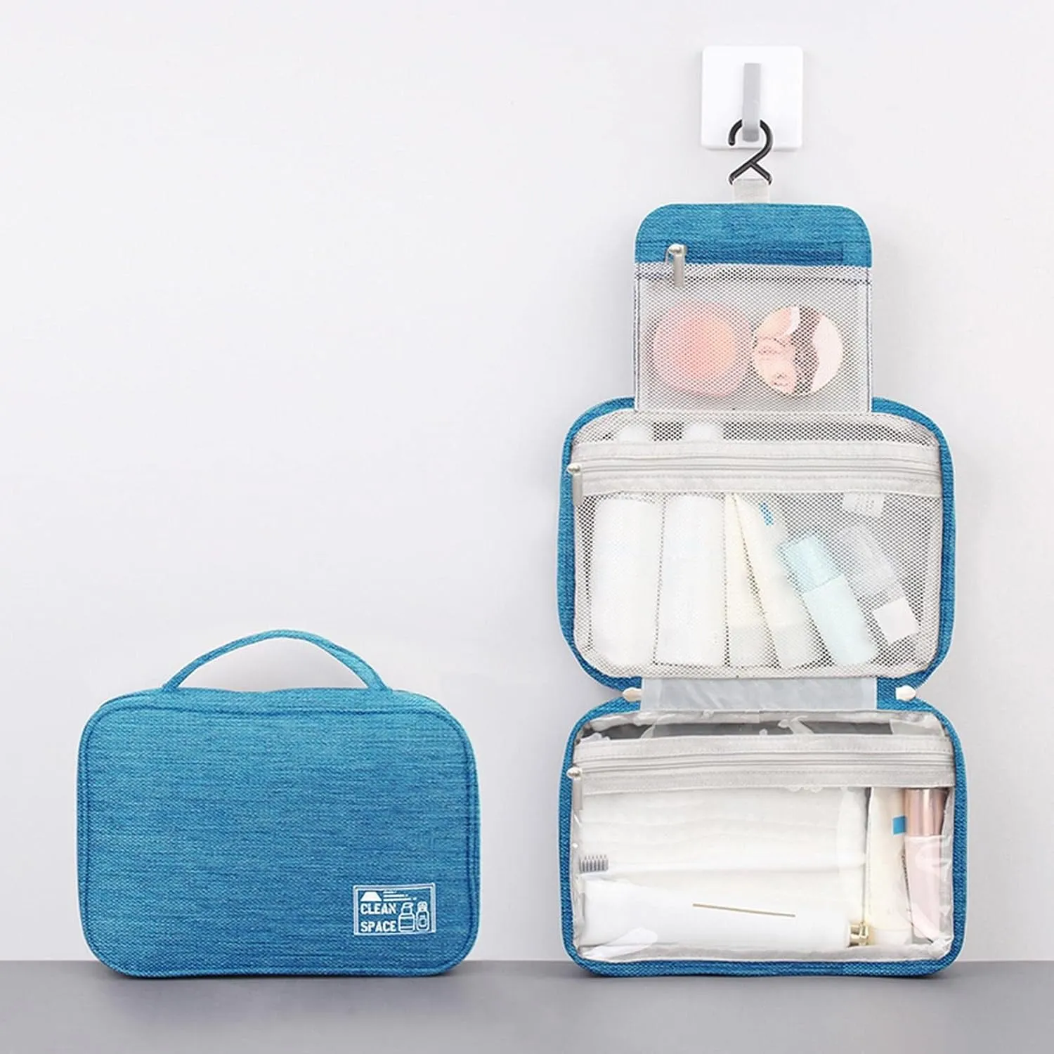 Makeup Toiletry Bag Travel Makeup Cosmetic Bag Large Hanging Toiletry Bag Storage with 3 Compartments Travel Organizer for Men and Women