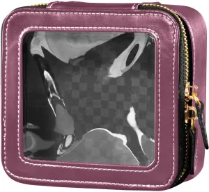 MCHIVER Deep Red Cosmetic Bags Clear Makeup Bag Travel Toiletry Bag with Zipper Small Makeup Organizer for Women Girls
