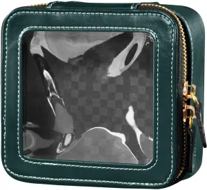 MCHIVER Emerald Green Cosmetic Bags Clear Makeup Bag Travel Toiletry Bag with Zipper Mini Makeup Organizer for Girls Women
