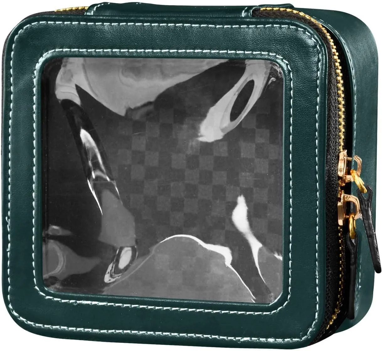 MCHIVER Emerald Green Cosmetic Bags Clear Makeup Bag Travel Toiletry Bag with Zipper Mini Makeup Organizer for Girls Women