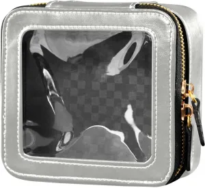 MCHIVER Light Grey Cosmetic Bags Clear Makeup Bag Travel Toiletry Bag with Zipper Mini Cosmetic Pouch for Women Girl