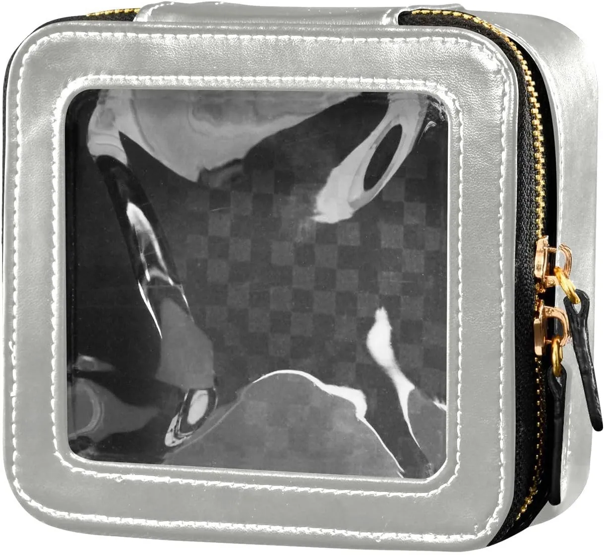 MCHIVER Light Grey Cosmetic Bags Clear Makeup Bag Travel Toiletry Bag with Zipper Mini Cosmetic Pouch for Women Girl