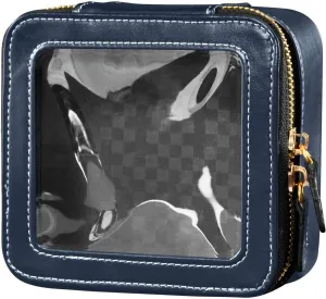 MCHIVER Navy Blue Cosmetic Bags Clear Makeup Bag Travel Toiletry Bag with Zipper Mini Makeup Pouch for Girls Women