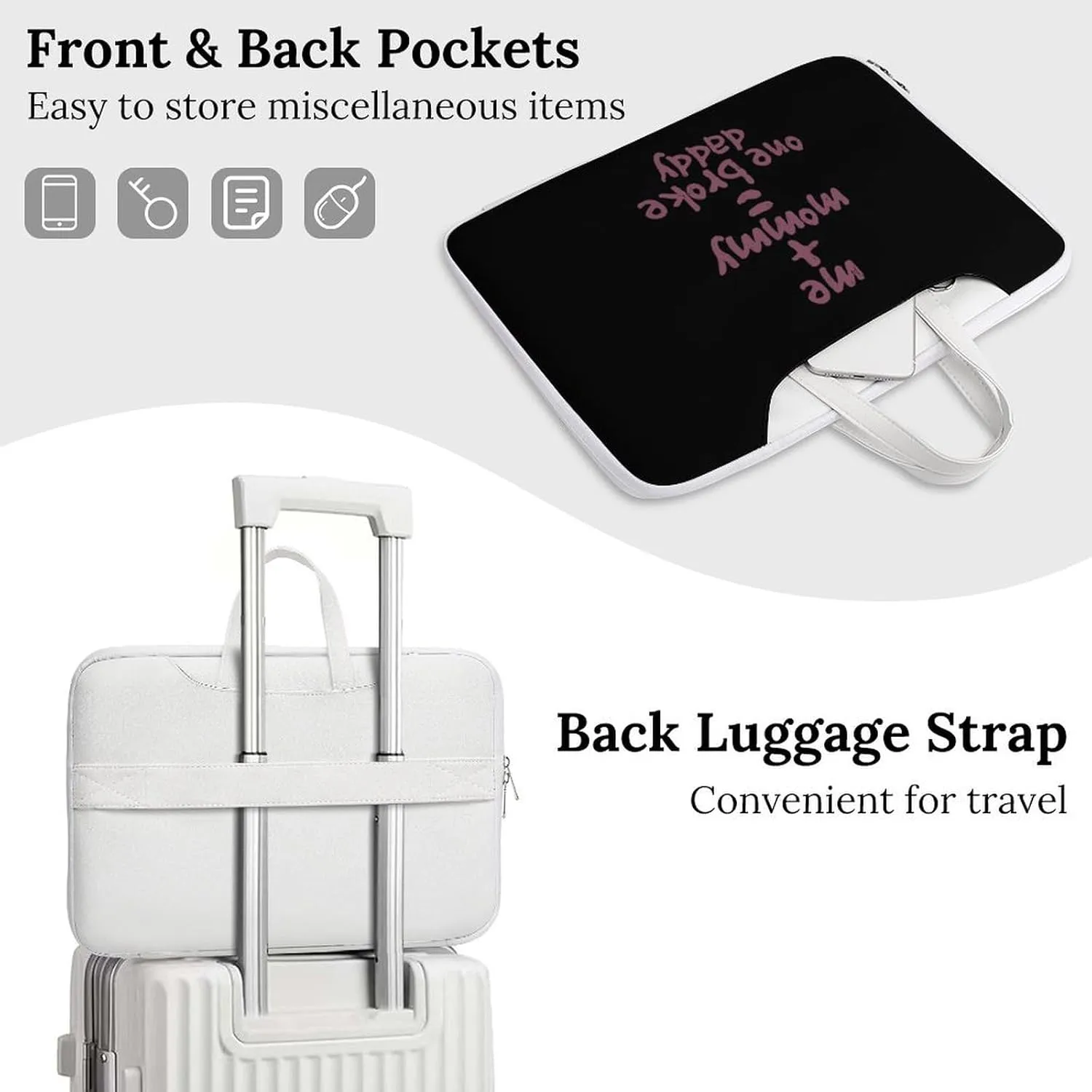 Me And Mommy Broke Daddy Leather Bag Laptop Case Slim Water Resistant Computer Bags with Handle Briefcase for Work
