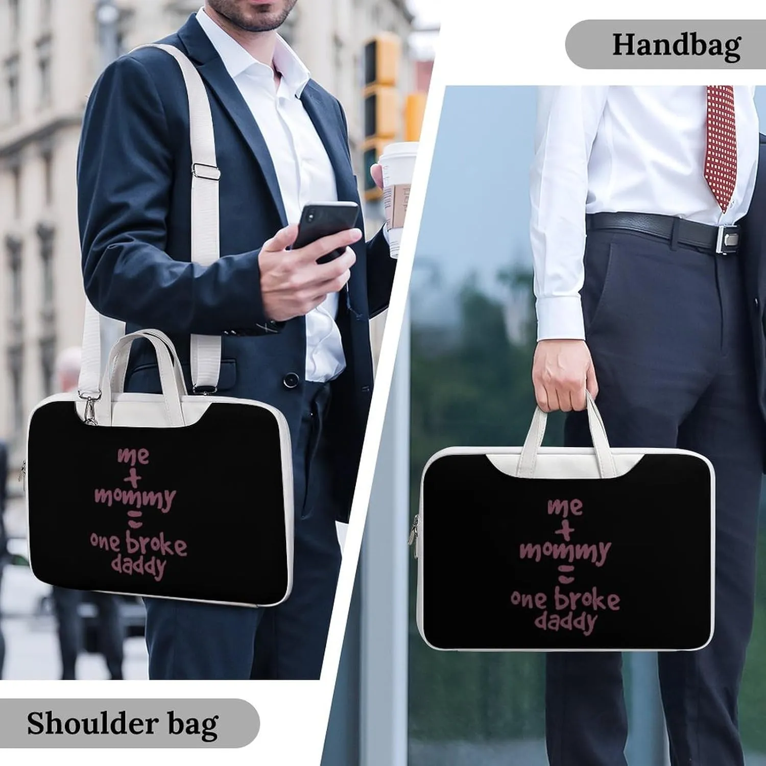 Me And Mommy Broke Daddy Leather Bag Laptop Case Slim Water Resistant Computer Bags with Handle Briefcase for Work