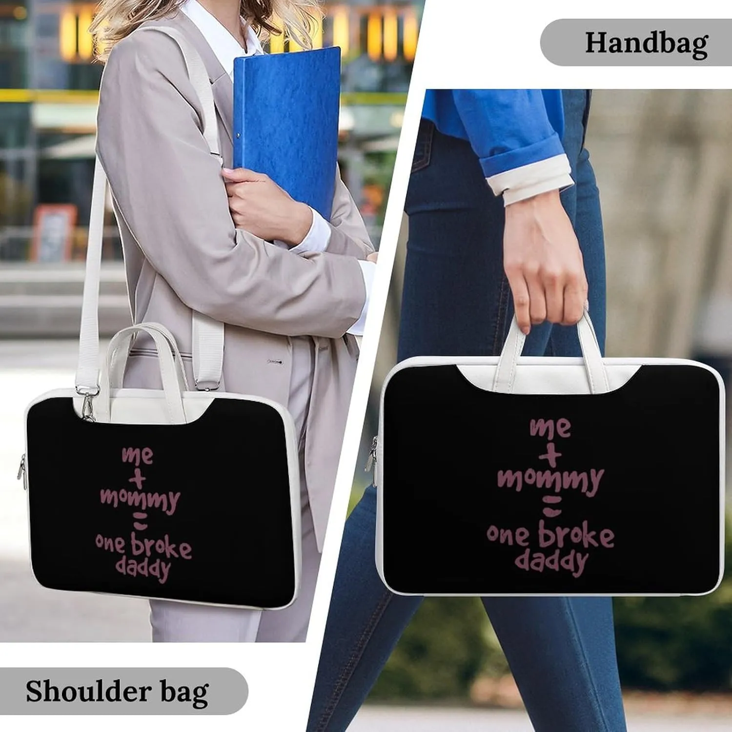 Me And Mommy Broke Daddy Leather Bag Laptop Case Slim Water Resistant Computer Bags with Handle Briefcase for Work