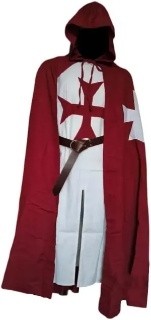 Medieval Crusader Knight Templar Tunic & Cloak Hictorical Warrior Dress Renaissance Costume Outfit LARP Cosplay|Halloween
