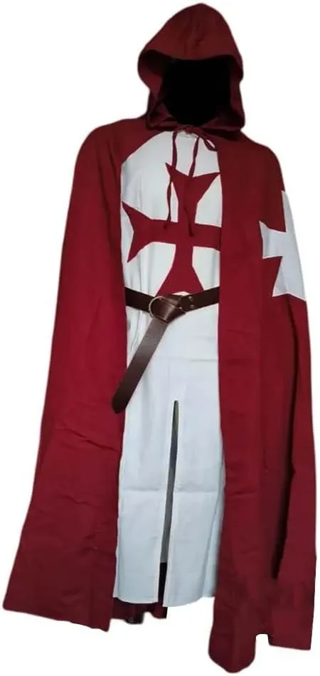 Medieval Crusader Knight Templar Tunic & Cloak Hictorical Warrior Dress Renaissance Costume Outfit LARP Cosplay|Halloween