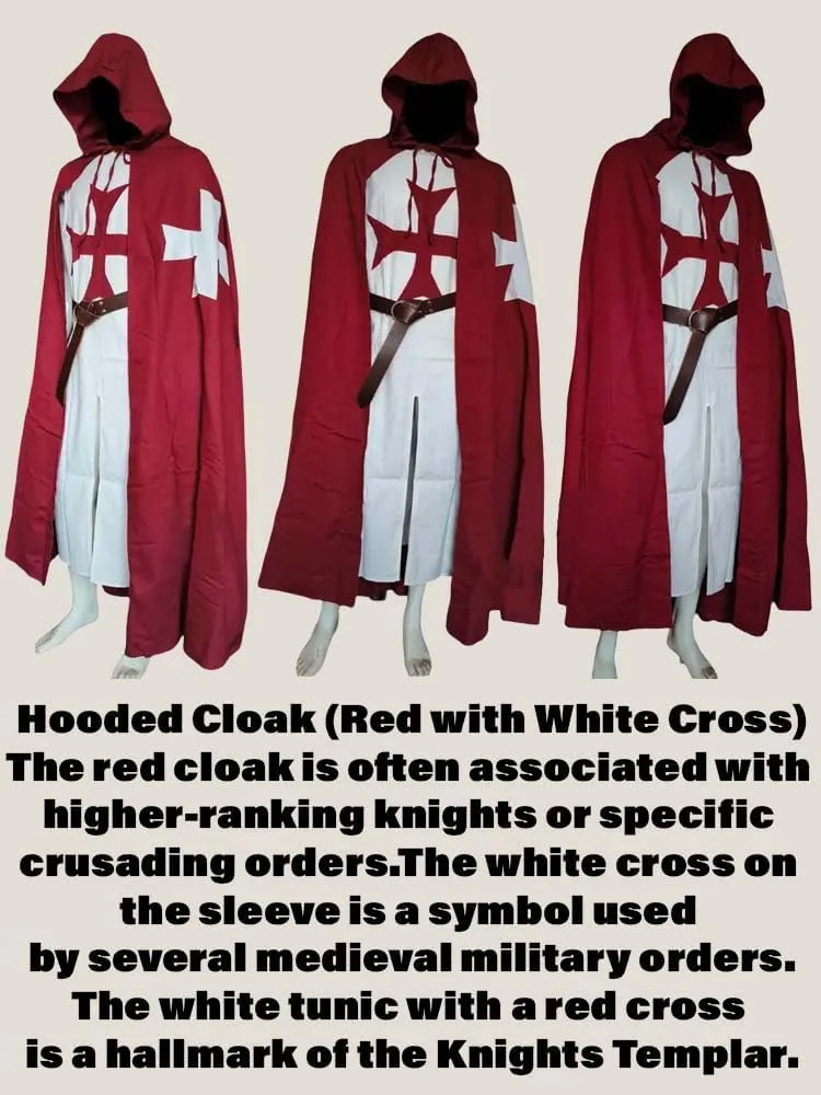 Medieval Crusader Knight Templar Tunic & Cloak Hictorical Warrior Dress Renaissance Costume Outfit LARP Cosplay|Halloween