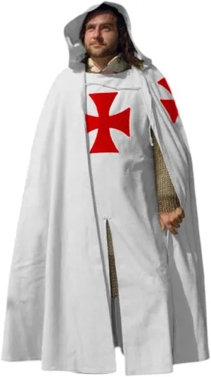 Medieval Handmade Knight Cloak & Tunic Templar Costume Hooded Renaissance Fairs Historical Dress Outfit Cosplay LARP