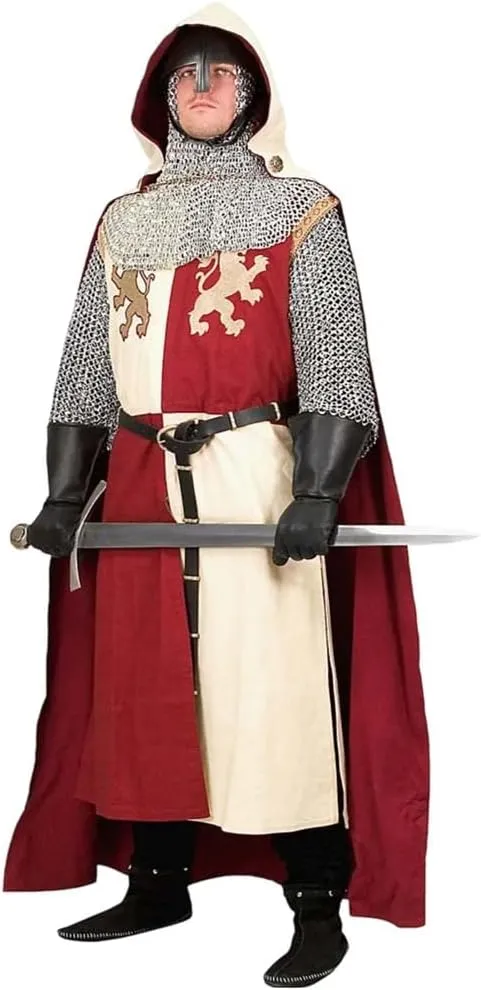 Medieval Knight Embroidery Lionheart Assassian Creed Tunic Ridding Cape Cloak LARP Costume