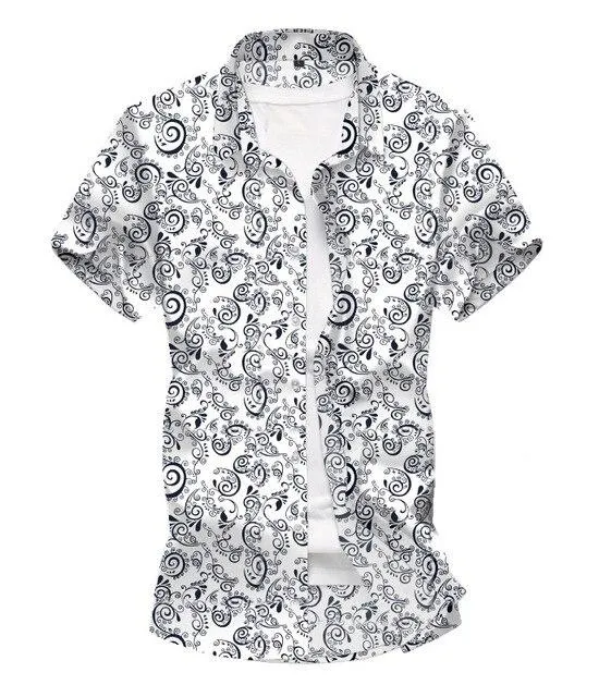 Men Shirt Summer Style Palm Tree Print Beach Hawaiian Shirt Men