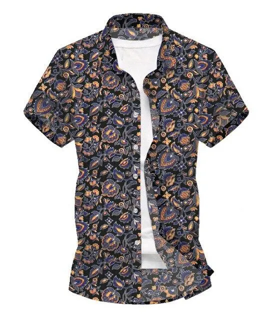 Men Shirt Summer Style Palm Tree Print Beach Hawaiian Shirt Men