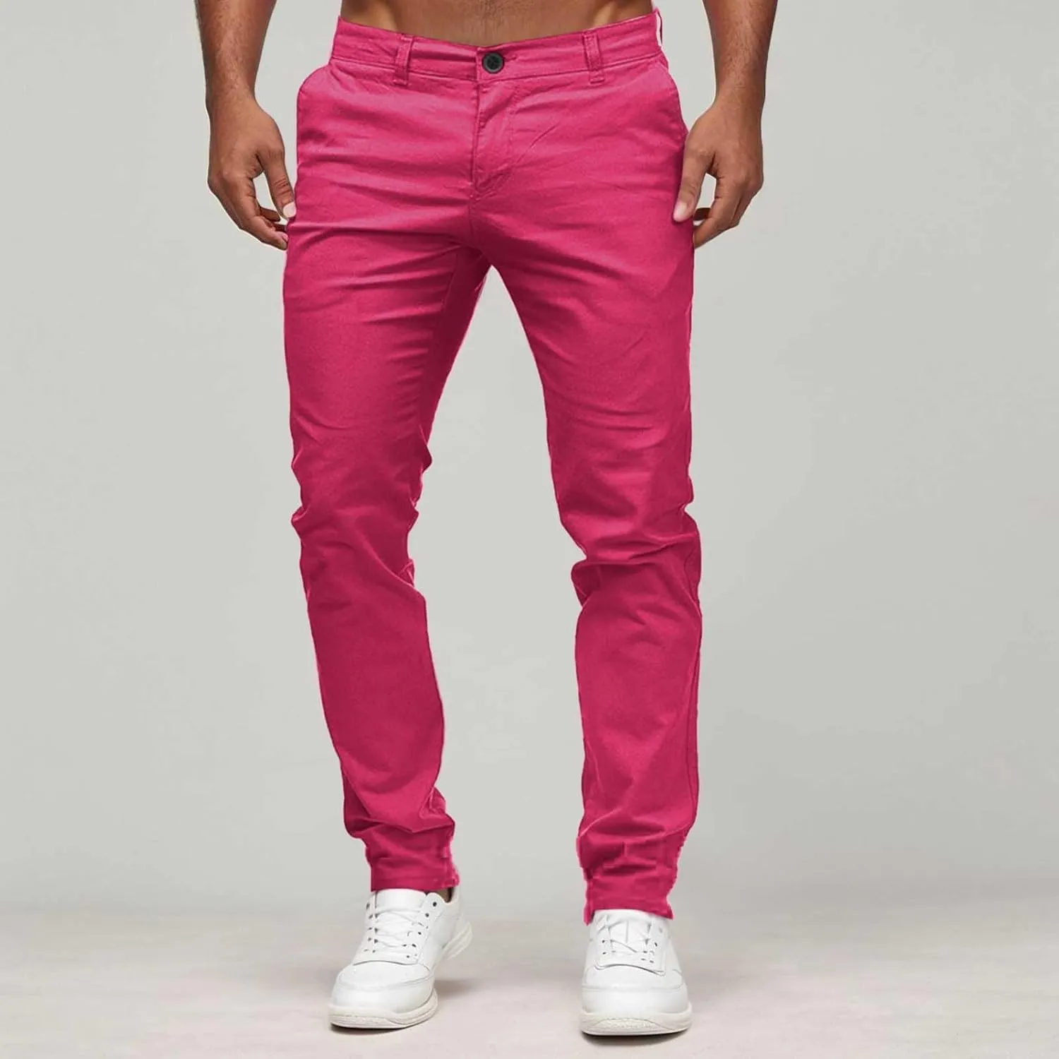 Mens Casual Pants High Waist Zip Off Straight Leg Pants Slim Fit Stretch Lightweight Chino Golf Pants Pencil Trousers