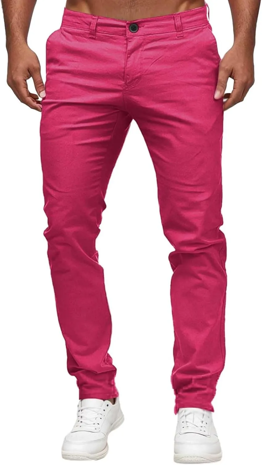 Mens Casual Pants High Waist Zip Off Straight Leg Pants Slim Fit Stretch Lightweight Chino Golf Pants Pencil Trousers