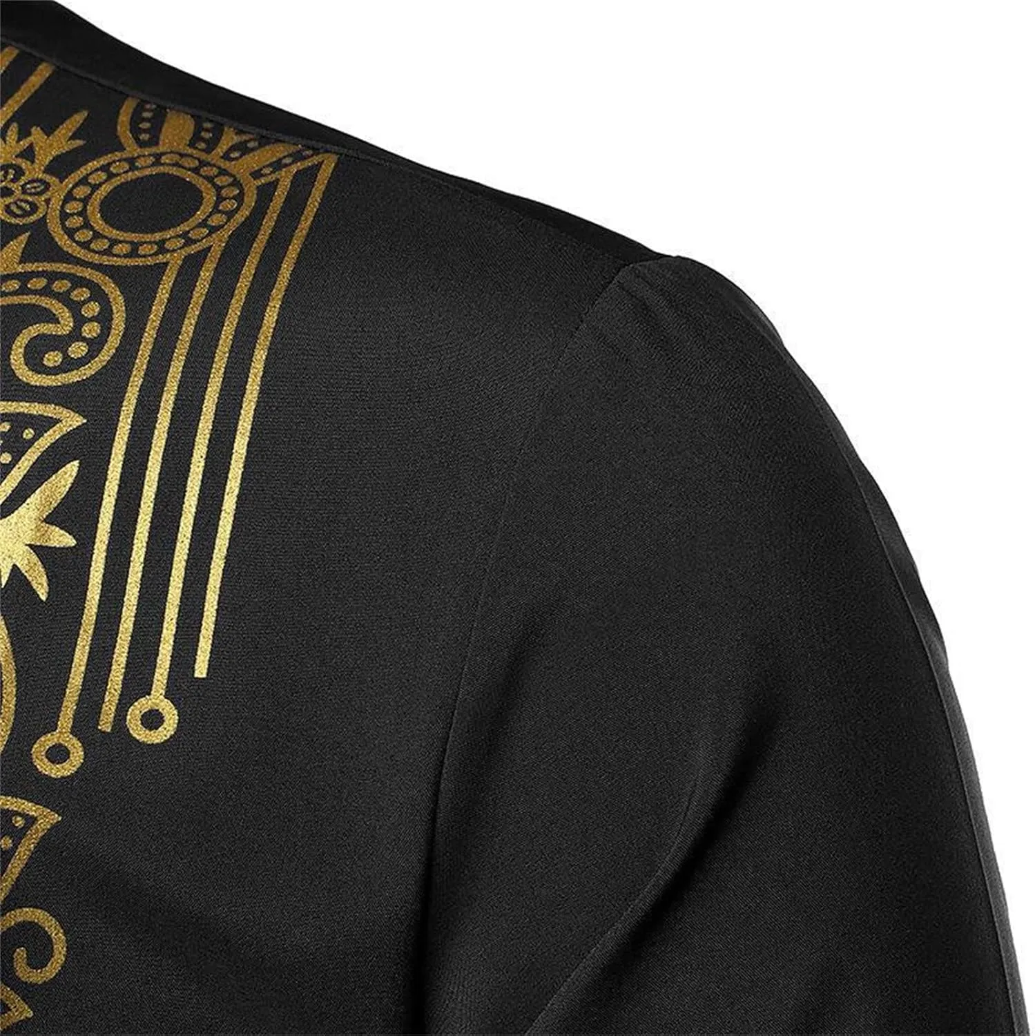 Men's Henley Shirts Loose Fit Long Sleeve Muslim Thobe Button Up Kaftan Thobe Side Split Kaftan Thobe with Pockets