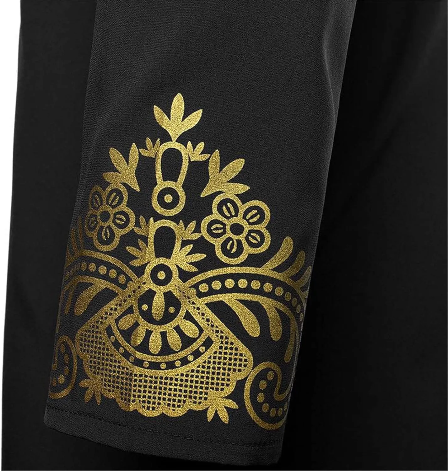 Men's Henley Shirts Loose Fit Long Sleeve Muslim Thobe Button Up Kaftan Thobe Side Split Kaftan Thobe with Pockets