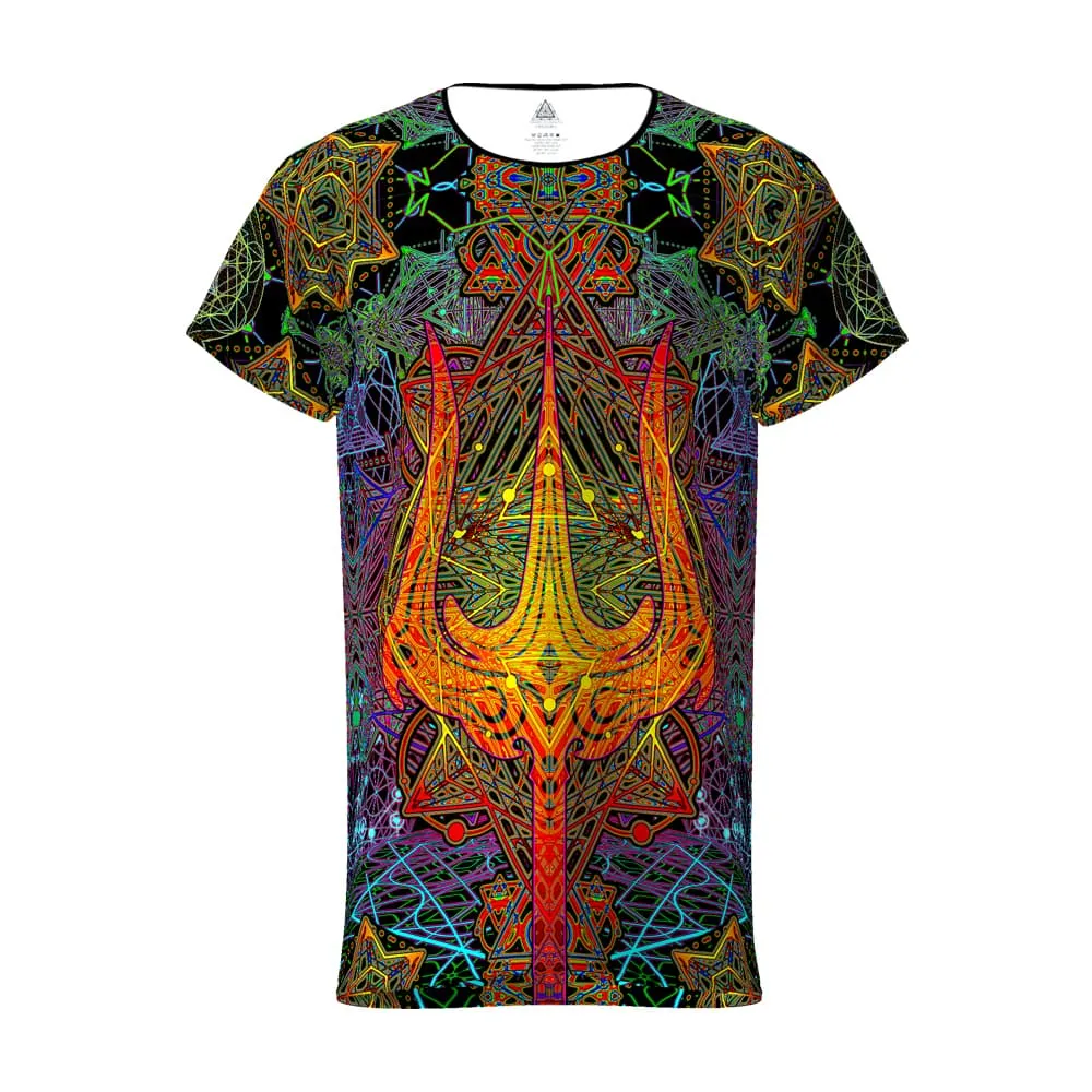 Mens Rave Shirt | Psy Clothing | Sacred Geomery Shirt | Fractal Shirt | Trishul (TS)