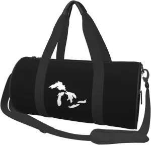 Michigan The Great Lakes State Convertible Garment Bag with Shoulder Strap, Carry on Garment Duffel Bag for Men Women - Rolling Foldable for Travel Luggage Bags (Black)