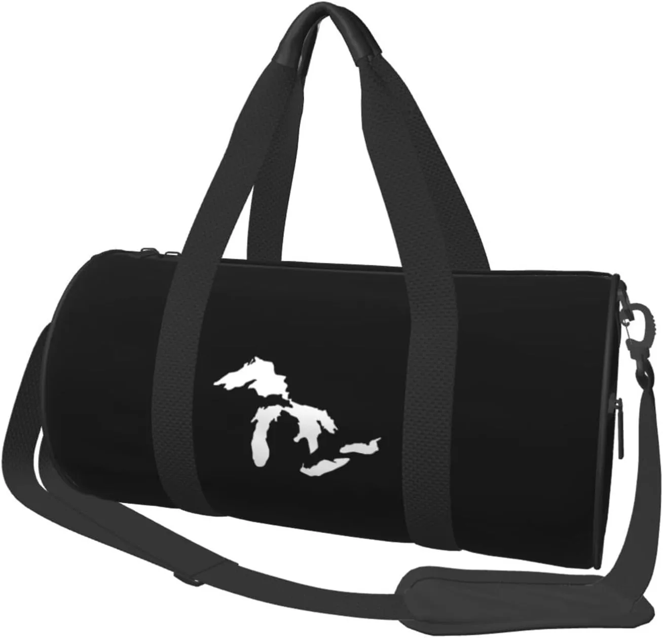 Michigan The Great Lakes State Convertible Garment Bag with Shoulder Strap, Carry on Garment Duffel Bag for Men Women - Rolling Foldable for Travel Luggage Bags (Black)