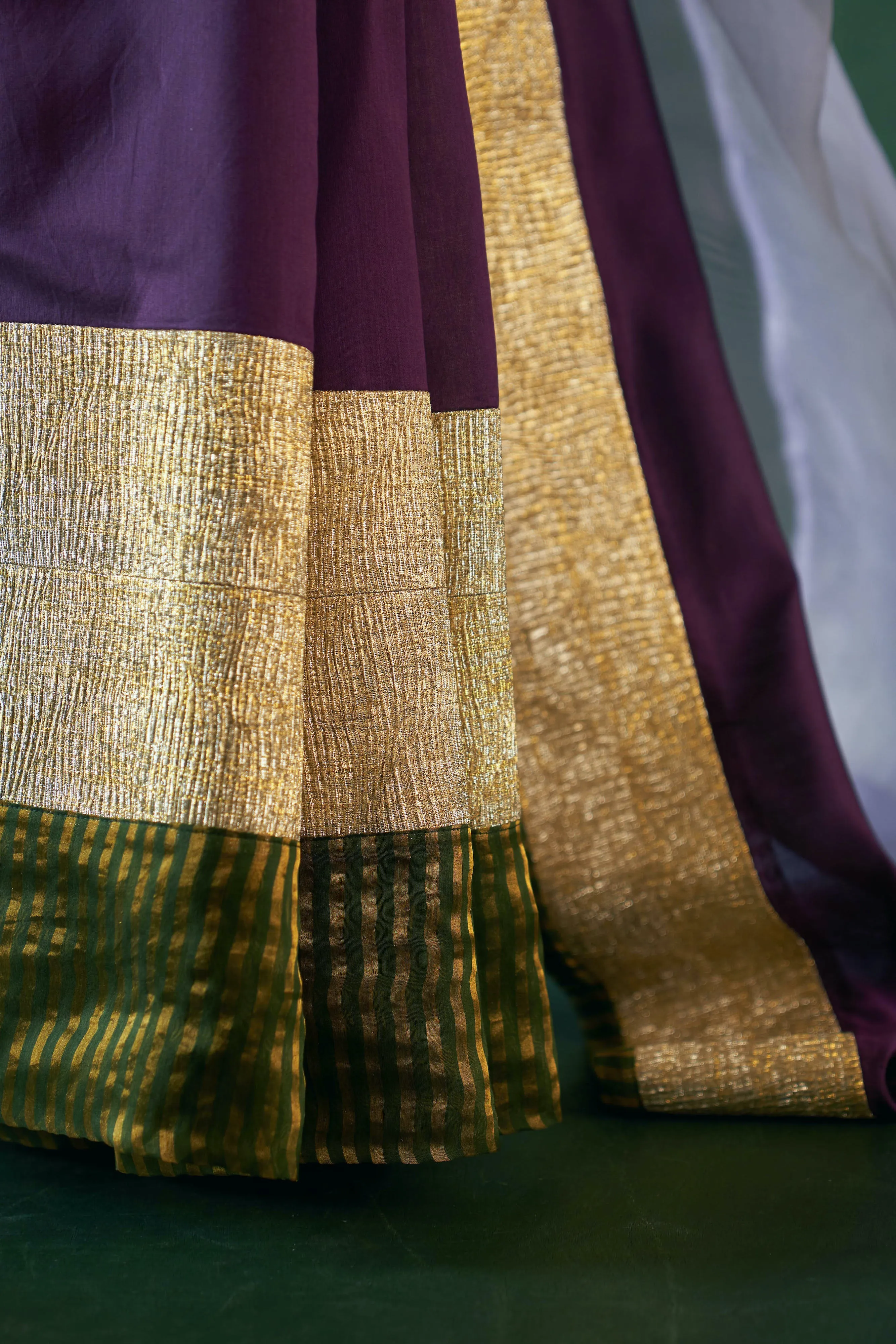 Midas Purple Saree with Tissue Blouse- set of 2