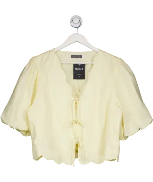 Mint Velvet Yellow Ramie scallop Puff Sleeve Shirt UK XL