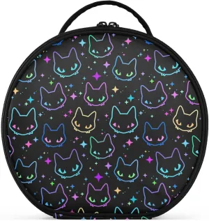 MNSRUU Gothic Women Makeup Bag Girl Vintage Makeup Organizer Bag Large Travel Cat Heads Cosmetic Bag Toiletry Bag with Adjustable Dividers Portable for Cosmetics Makeup Brushes Toiletry Jewelry