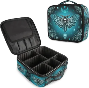 MNSRUU Travel Makeup Bag, Butterfly Skull Makeup Bag Organizer Goth Cosmetic Bag for Women Travel Toiletry Bag with Adjustable Dividers