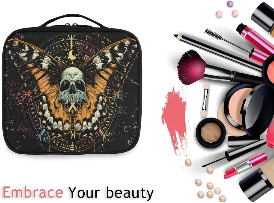 MNSRUU Women Makeup Bag Mysterious Skull Horoscope Death Moth Butterfly Makeup Bag Organizer Travel Cosmetic Bag for Teenage Girl Clear Make Up Bags with Zipper
