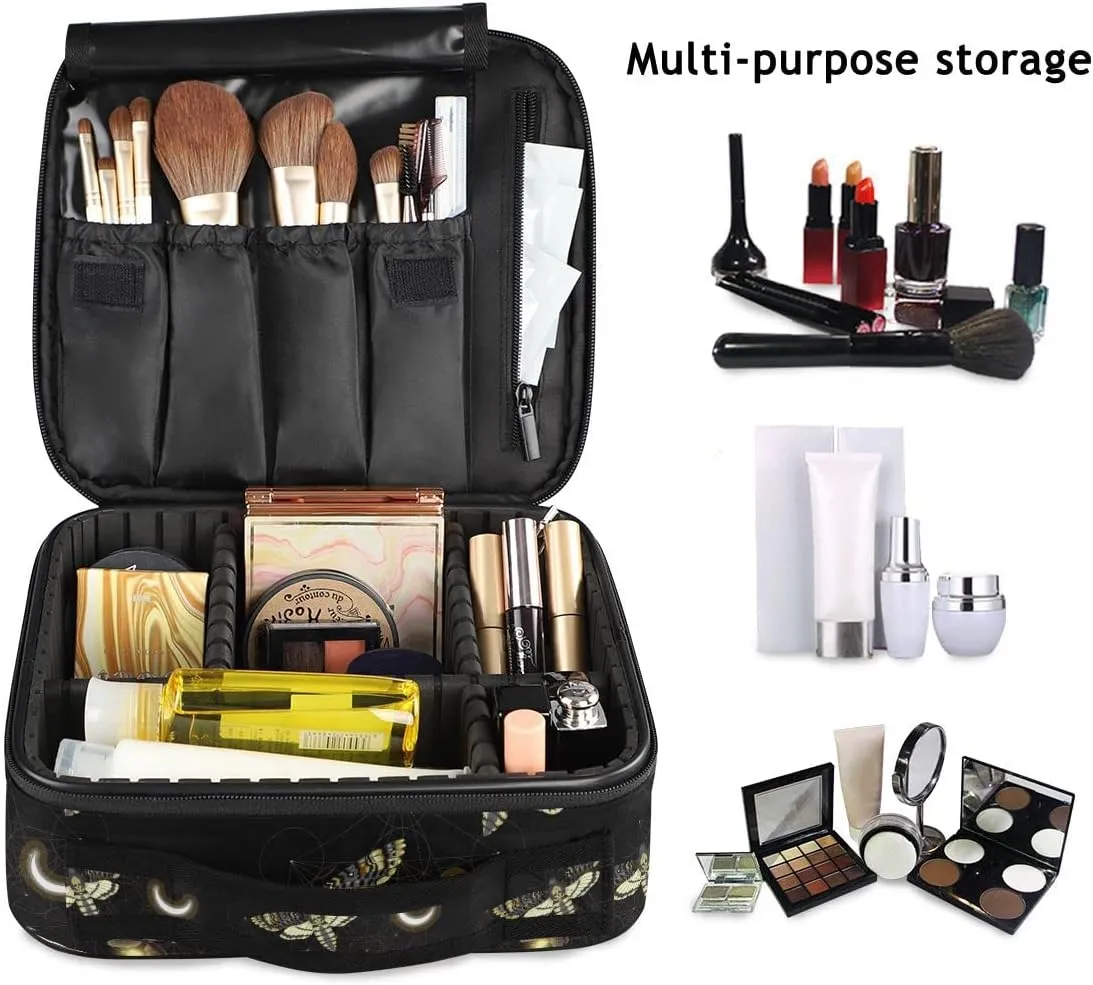 MNSRUU Women Makeup Bag Mysterious Skull Horoscope Death Moth Butterfly Makeup Bag Organizer Travel Cosmetic Bag for Teenage Girl Clear Make Up Bags with Zipper