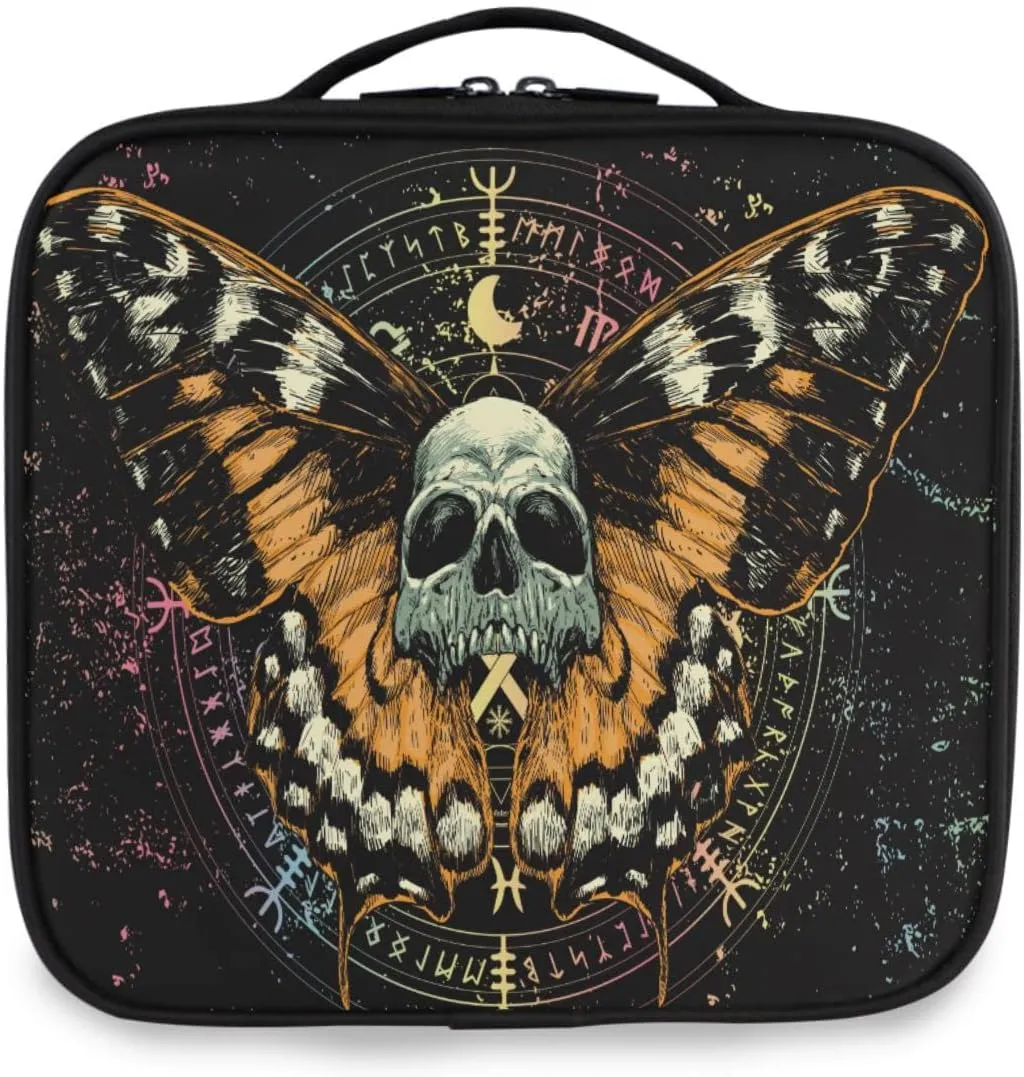 MNSRUU Women Makeup Bag Mysterious Skull Horoscope Death Moth Butterfly Makeup Bag Organizer Travel Cosmetic Bag for Teenage Girl Clear Make Up Bags with Zipper