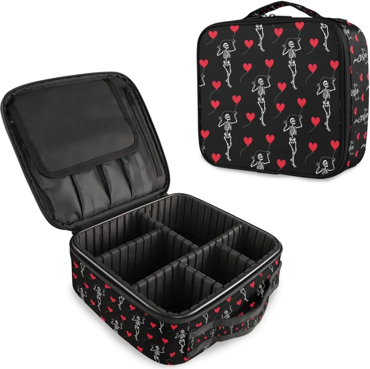 MNSRUU Women Makeup Bag Romantic Skull Gothic Makeup Bag Organizer Travel Cosmetic Bag for Teenage Girl Clear Make Up Bags with Zipper