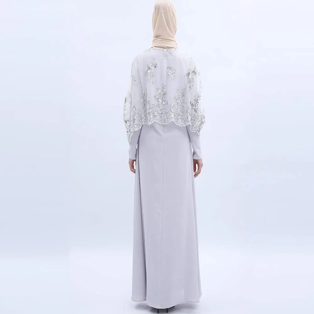 Muslim Women's 2 Piece Outfit Set Long Dress Women Dubai Dress Kaftan Abayas with Cloak