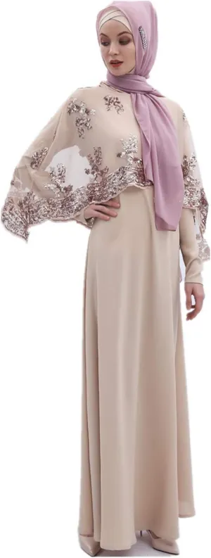 Muslim Women's 2 Piece Outfit Set Long Dress Women Dubai Dress Kaftan Abayas with Cloak