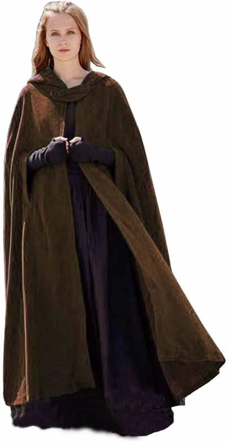 Mzkdieey Women's Gothic Full Length Cloak Halloween Character Witch Cape Cosplay Fancy Cloak Harajuku Long Trench Coat