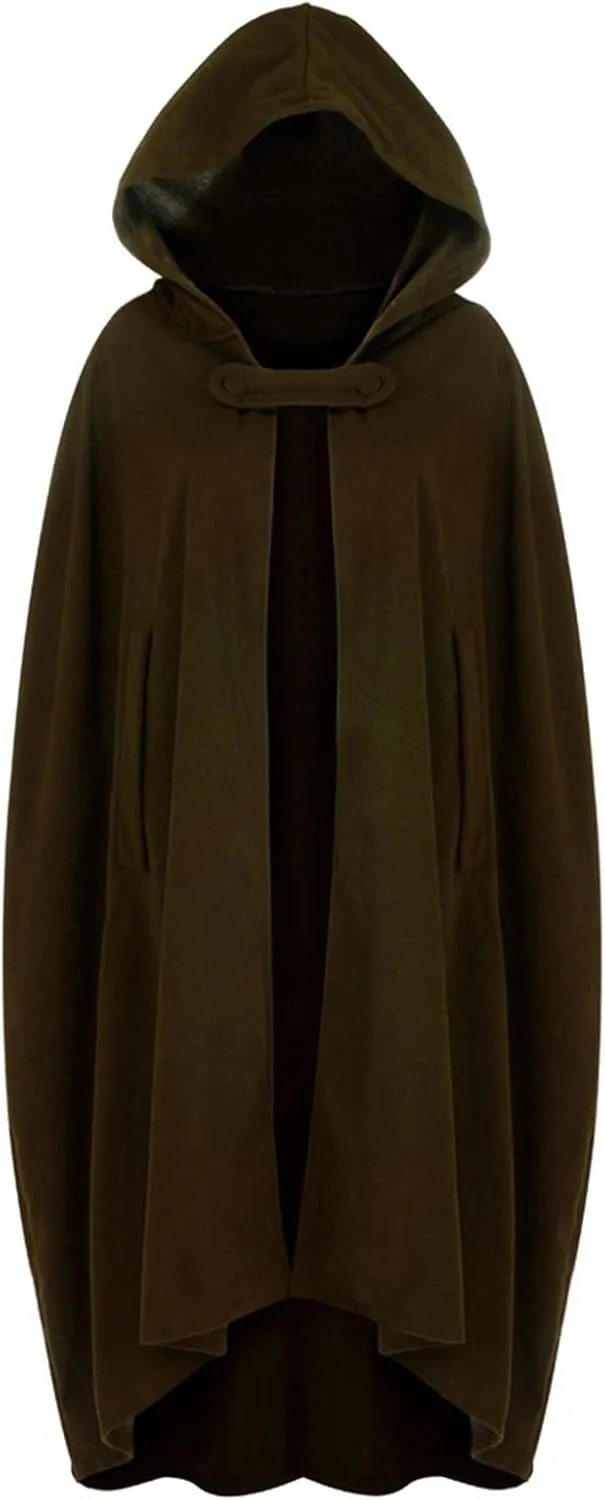 Mzkdieey Women's Gothic Full Length Cloak Halloween Character Witch Cape Cosplay Fancy Cloak Harajuku Long Trench Coat