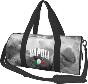 Naples Italy Italian Flag Convertible Garment Bag with Shoulder Strap, Carry on Garment Duffel Bag for Men Women - Rolling Foldable for Travel Luggage Bags (Black)