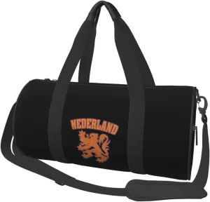 Netherlands Flag Lion Dutch Pride Convertible Garment Bag with Shoulder Strap, Carry on Garment Duffel Bag for Men Women - Rolling Foldable for Travel Luggage Bags (Black)