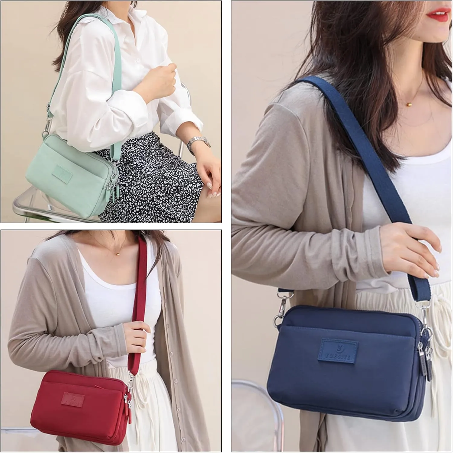 NOTAG Nylon Crossbody Purses Multipockets Shoulder Bags for Girls Daily Handbags Small Purses for Dog Walking