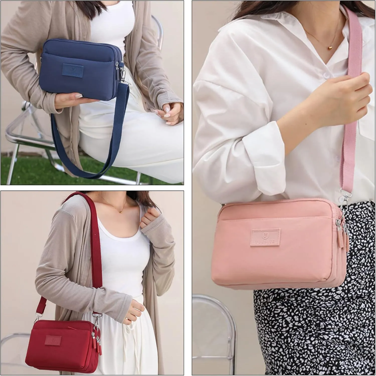 NOTAG Nylon Crossbody Purses Multipockets Shoulder Bags for Girls Daily Handbags Small Purses for Dog Walking
